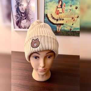Kids 5+ Tan Winter Beanie W/Bear Emblem 🤎💝